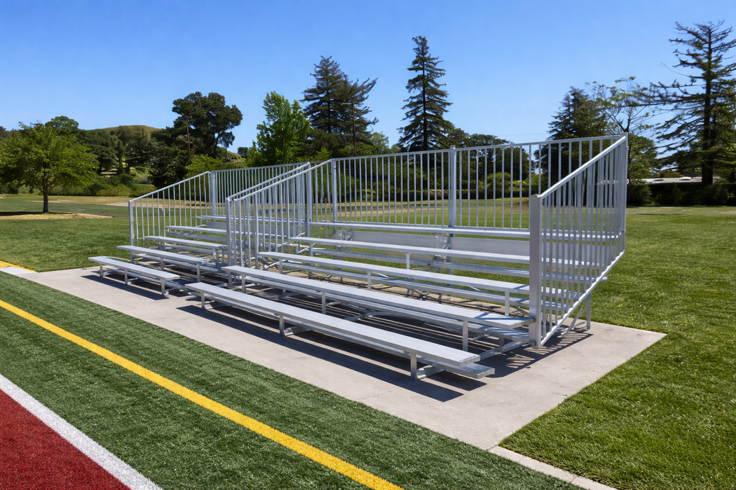 5 Row Bleacher w/ Vertical Picket Rail ECONOMIC - 21' Length
