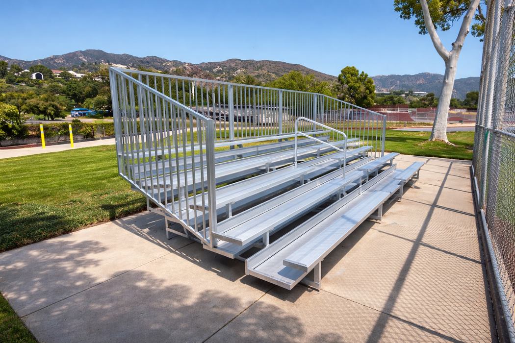 5 Row Bleacher w/ Vertical Picket Rail DELUXE - 21' Length