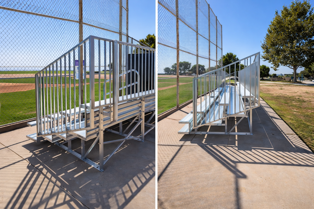 5 Row Bleacher w/ Vertical Picket Rail DELUXE - 21' Length