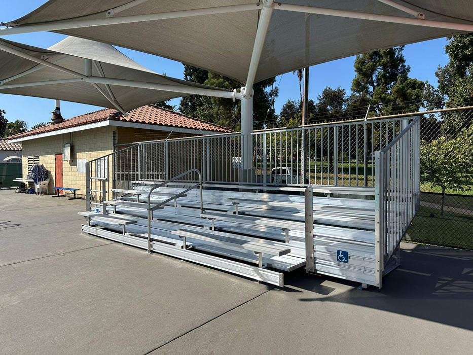 5 Row Bleacher w/ Vertical Picket Rail, ADA Compliant - 27' Length