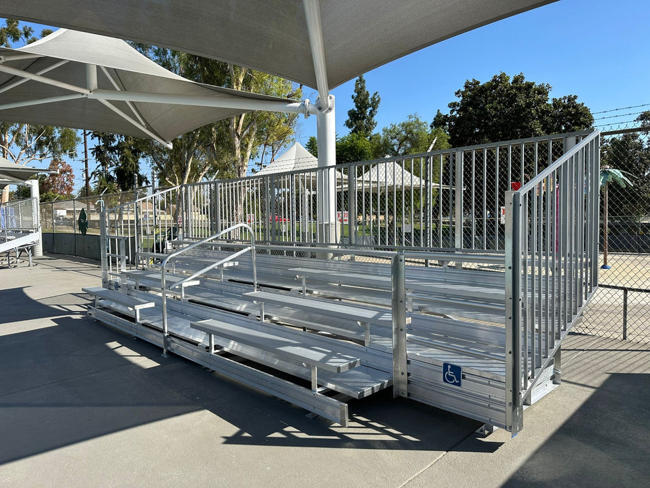5 Row Bleacher w/ Vertical Picket Rail, ADA Compliant - 27' Length