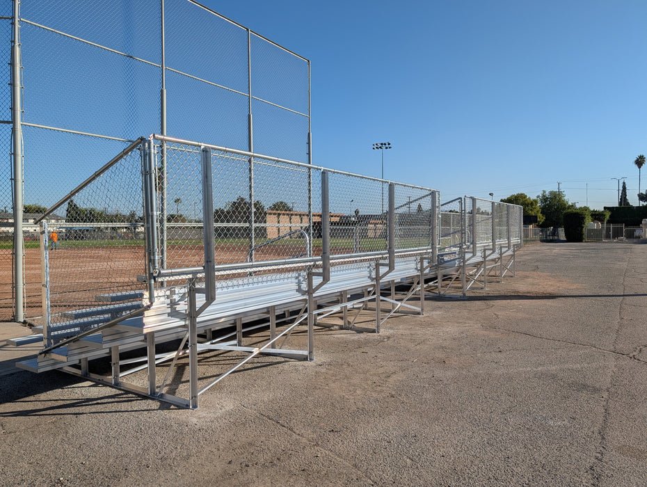 5 Row Bleacher w/Chain-link Fence DELUXE - 21' Length
